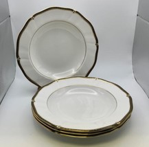 Set Of 4 Wedgwood Bone China Windsor Black Large Rim Soup Bowls - £279.76 GBP
