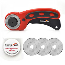 Precision Quilting Tools 45mm Deluxe Red Rotary Cutter with 3 Extra Blades - £17.95 GBP