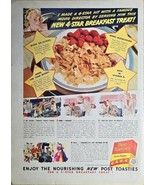 1941 POST TOASTIES CORN FLAKES-4 Star Breakfast Treat -  Vintage Print A... - $12.90