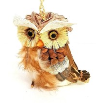 Owl Natural Fibers Ornaments 4&quot; x 3&quot; x 2 1/2&quot; Set Of 2 - £12.20 GBP