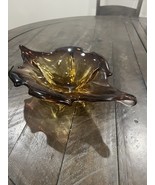 Vintage Jordan Imports Co. Two Point Amethyst Amber Art Glass Bowl Dish - $54.14 CAD