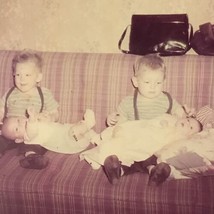 2 Diff 1950s Children Twins? on Couch Glass Plate Photo Slide Magic Lantern - £14.81 GBP