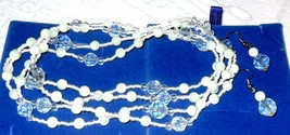 Endless strand Mother of Pearl Necklace 48&quot; long  with Earrings set - $20.42