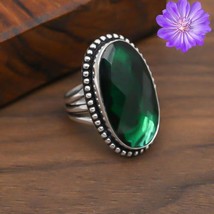 Gift For Her Natural Chrome Diopsite Cluster Ring Size  925 Silver - £5.84 GBP
