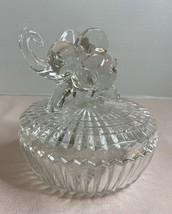 Jeannette Elephant Powder, candy or trinket bowl.  Clear with Lid Vintage - £28.64 GBP