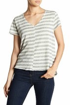 PST Project Social T Everyday V-Neck T Shirt Gray White Stripe M NWT - £11.37 GBP