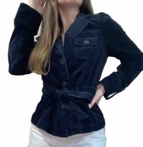 Ann Taylor Loft Velours Veste Blazer pour Femme Petite 6P Ceinture Bleu ... - £14.89 GBP