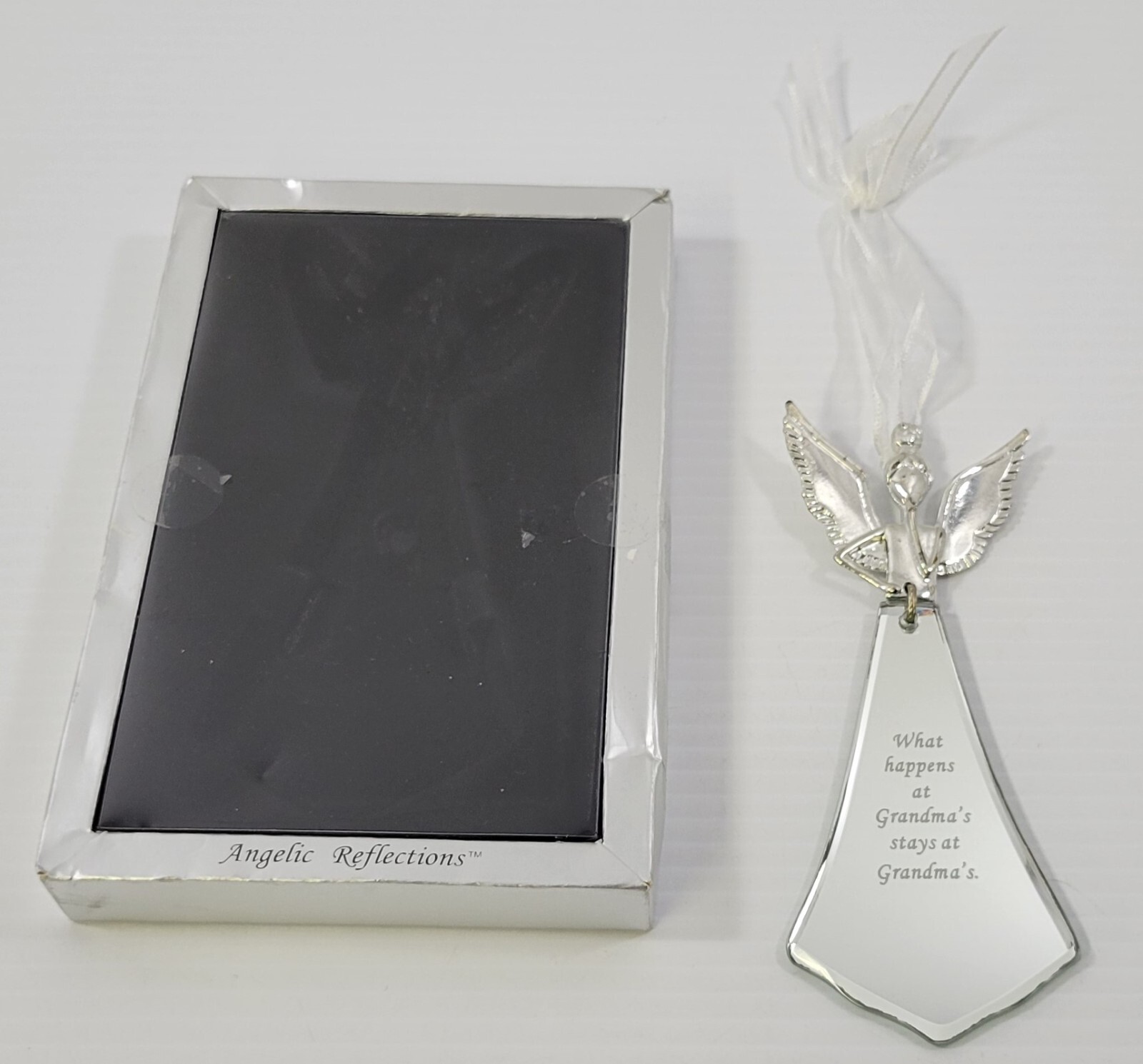 *L) Angelic Reflections Pewter Glass Christmas Ornament Grandma Angel - $9.89