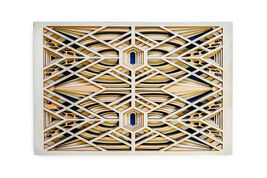 Geometric Wood Wall Art 6 Layer Art Deco Panel,15x11 Handmade Layered Wo... - $85.00