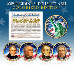 2009 Presidential $1 Dollar COLORIZED President 4-Coin Complete Set w/Capsules - £30.33 GBP