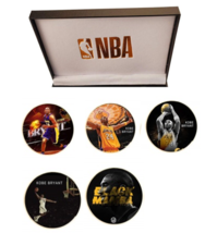 5 pcs Kobe Bryant Gold Plated Commemorative Coins with NBA Gift Box Set - £30.54 GBP