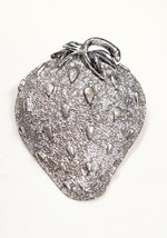 1960&#39;s Vintage 3&quot; Sarah Coventry Silver Tone STRAWBERRY Brooch Pin or Scarf Clip - £6.25 GBP