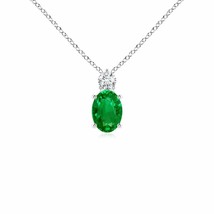 ANGARA 0.77 Ct Oval Emerald Solitaire Pendant Necklace with Diamond in 14K Gold - $3,005.10