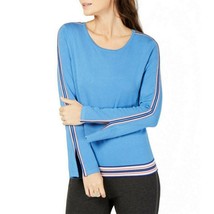 Alfani Womens Size L Cobalt Striped Long Bell Sleeves Pullover Sweater NEW - £19.32 GBP