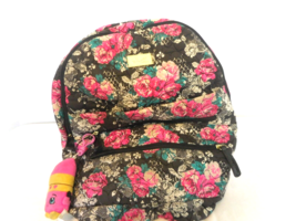 Luv Betsey Johnson LBDANA Pink Black Floral Roses Backpack - £15.59 GBP