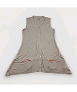 LOGO Lori Goldstein A263315 Button Front Vest XS Heather Oatmeal Knit Po... - $27.91