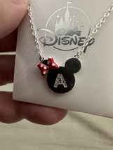 Disney Parks Minnie Mouse Icon Initial Letter A Silver Color Necklace Child Size image 3