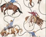 Cotton Cowboy Blues Western Rodeos Horses Cream Fabric Print by Yard D47... - $15.95