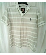 Volcom Men’s White &amp; Gray Striped Polo Size M - $10.39