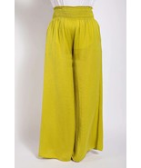 Washed Satin Wide Pants With Waist Smocked - $55.00