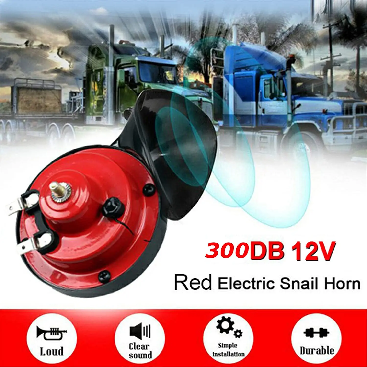 2pcs Super 300 DB Train Horn Trucks Car Styling 12V Electric Snail Air Horn - £18.38 GBP