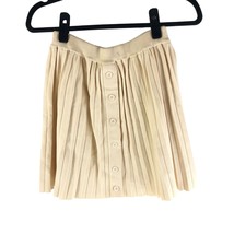 Princess Polly Noelle Mini Skirt Knit Button Front Pleated Cream Ivory 8 - £19.26 GBP