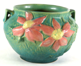 Vintage Roseville U.S.A 667-5” Clematis Green Pottery Vase - £46.97 GBP