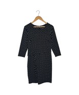 Ann Taylor Dress Womens M Polka Dot Blouson Pleats 3/4 Sleeve Career Black - $517.02 MXN