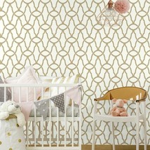 Metallic Gold Trellis Peel And Stick Wallpaper By Roommates. - £34.72 GBP