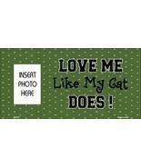 Cat Love Green Photo Insert Pocket Metal Novelty Small Sign - £17.54 GBP