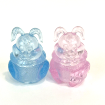 Vintage Easter Candy Container Bunny Hard Plastic 3.5&quot; Lot 2 Pink Blue R... - $28.00