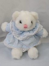 White Bear Rattle Plush Blue Eyelet Dress 9 Inch Tb Trading Co Stuffed A... - £32.76 GBP