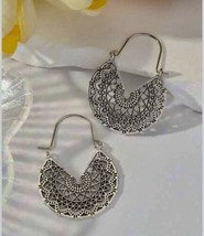 Women’s 1.5&quot; Silver-Tone Earring Set Bohemian Retro Dangle Drop Hook NEW - £12.23 GBP