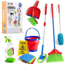 Kids Cleaning Set 12 Piece - Toy Cleaning Set Includes Broom, Mop, Brush, Dust P - £40.64 GBP