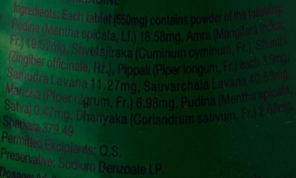 Dabur New Hajmola Tasty Digestive TabletsPudina Flavour120tab Ayurvedic