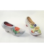 Set of 2 Porcelain Made in Japan Lusterware Niedam Flower Pincushion Shoe - £19.01 GBP