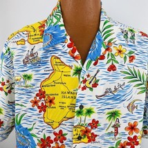 Tommy Hilfiger Aloha Hawaiian Shirt Large Island Floral Ukulele Hula Boats Tiki - £40.08 GBP