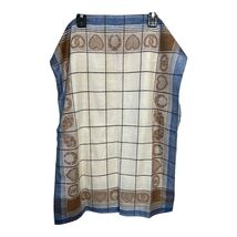 Set of 3 Vintage European Linen Blend Tea Towels – Blue, Brown & Green Check wit - $27.00