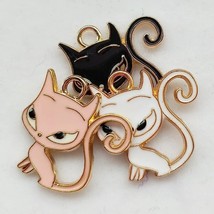 6 Black Cat Charms Gunmetal Pendants Halloween Kitty Findings Gold Enamel MIX - £4.97 GBP