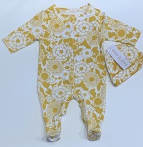 NEW Infant Baby Girl Sleep &#39;n Play Jumpsuit w/ Hat Set Yellow Flower Man... - £7.26 GBP