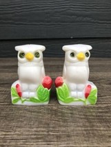 VTG White Plastic Owl Salt &amp; Pepper Shakers Hong Kong 3&quot; Farmhouse Decor Kitsch - £20.98 GBP