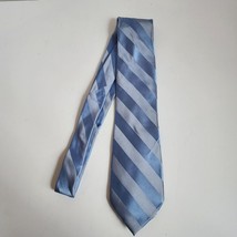 George Blue Tie Geometric Classic Necktie Diagonal Striped Silk 3.75&quot; x 60&quot; - £3.90 GBP