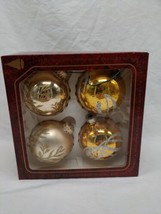 Vintage Christmas Ornaments By Krebs (4) Gold Round Glitter  - £27.96 GBP