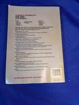 Clymer Dodge &amp; Plymouth A155 1978-1987 shop repair manual Good Condition - $9.49