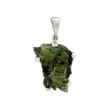 Stones Desire Carved Goddess Moldavite Pendant Necklace (22&quot;) Green - $379.05