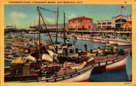 Fisherman&#39;s Fleet, Fisherman&#39;s Wharf, San Francisco Linen Postcard-bk29 - £1.19 GBP