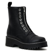 No Boundaries Women’s Black Combat Boots Lug Zip Front Size: 8 - £19.57 GBP
