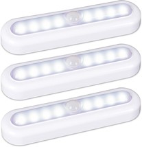 10 LED Motion Sensor Closet Lights 3 PACK Cordless Under Cabinet Lightening - £13.67 GBP