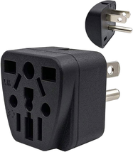 US Travel Plug Adapter 3 Prong Grounded USA Wall Plug Charger Converter Black - £8.62 GBP