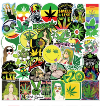 50pc Lot Assorted Hemp Leaf Weed Stickers 1.5&quot;-3.5&quot; pot marijuana bulk pack 8009 - £7.18 GBP